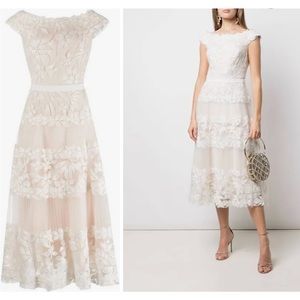 Tadashi Shoji Ivory Floral Lace Cap Sleeve Dress - Size 4